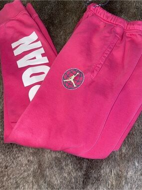 Jordan Pink Track Joggers with White Logo